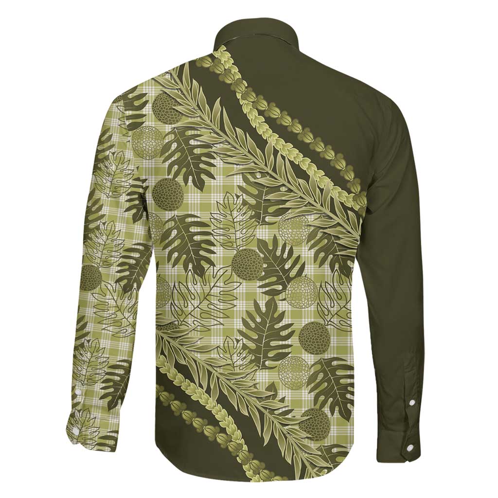 Hawaii Breadfruit Palaka Family Matching Off Shoulder Short Dress and Hawaiian Shirt Omaomao Maile Lei - Polynesian Pride