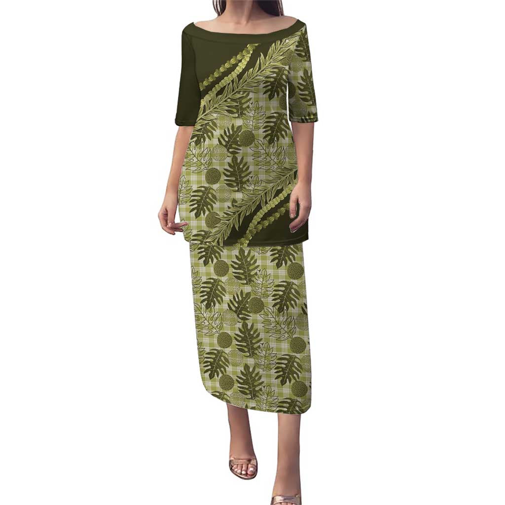 Hawaii Breadfruit Palaka Family Matching Puletasi and Hawaiian Shirt Omaomao Maile Lei - Polynesian Pride