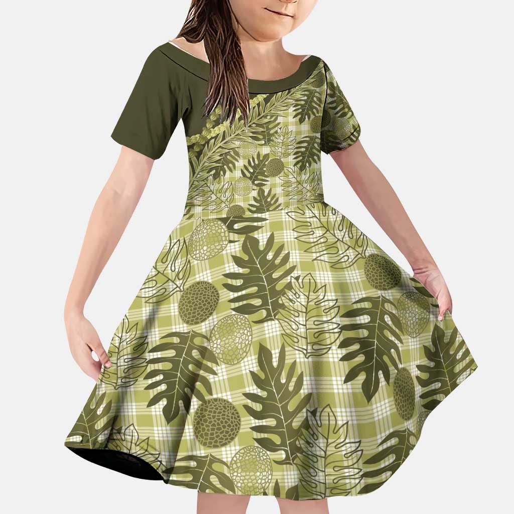 Hawaii Breadfruit Palaka Family Matching Short Sleeve Bodycon Dress and Hawaiian Shirt Omaomao Maile Lei - Polynesian Pride
