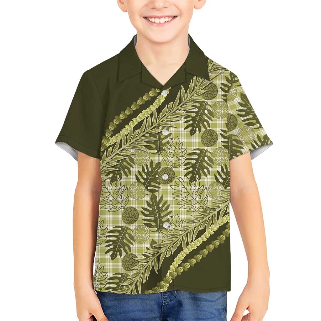 Hawaii Breadfruit Palaka Family Matching Tank Maxi Dress and Hawaiian Shirt Omaomao Maile Lei - Polynesian Pride