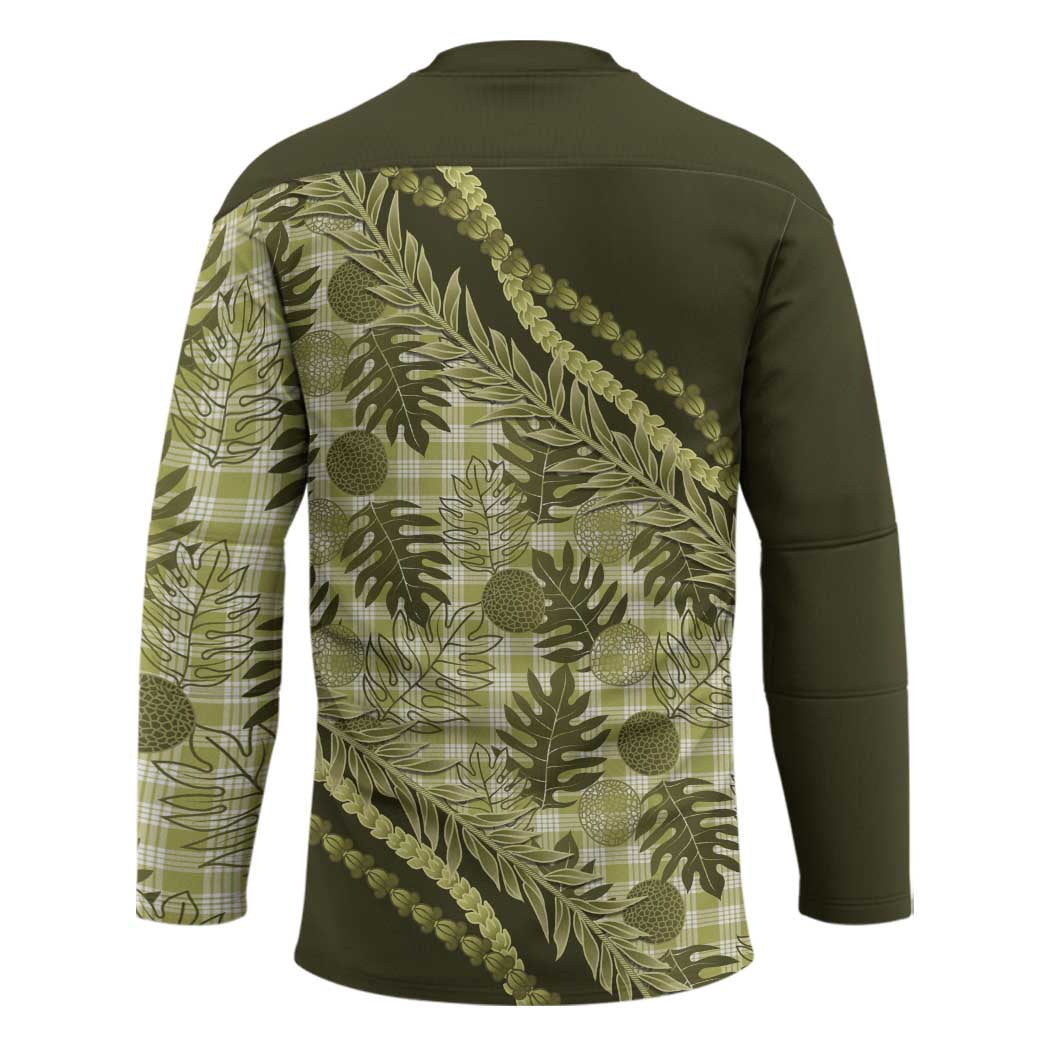 Hawaii Breadfruit Palaka Hockey Jersey Omaomao Maile Lei - Polynesian Pride