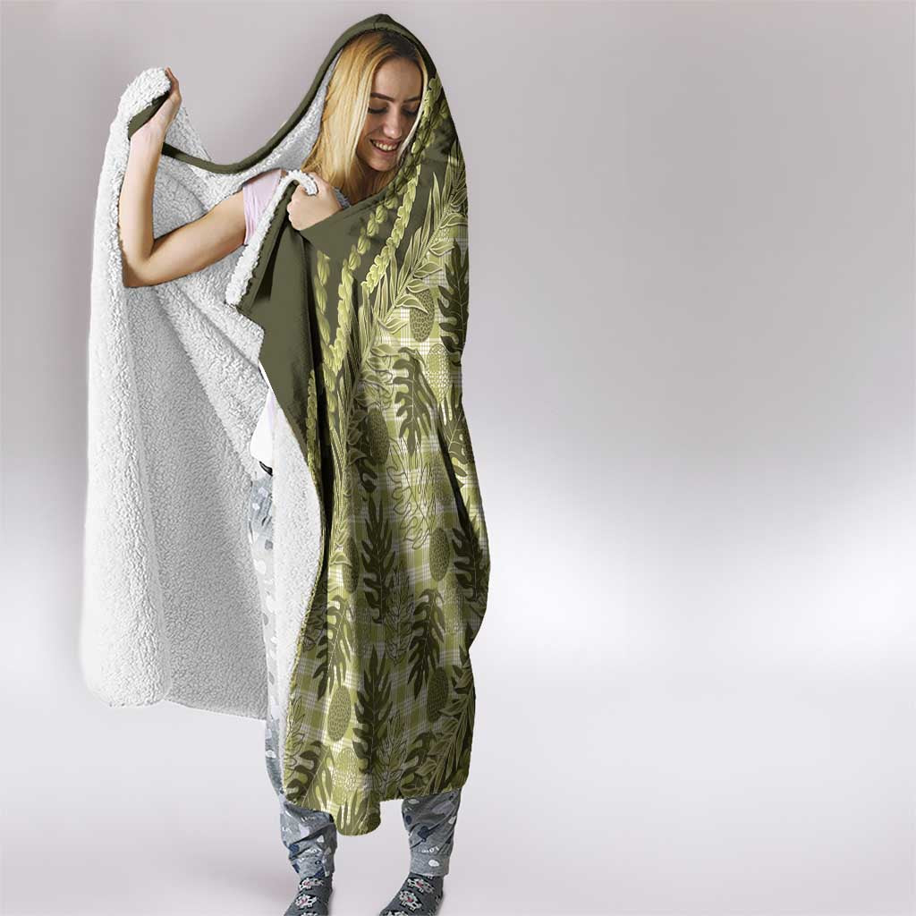 Hawaii Breadfruit Palaka Hooded Blanket Omaomao Maile Lei - Polynesian Pride
