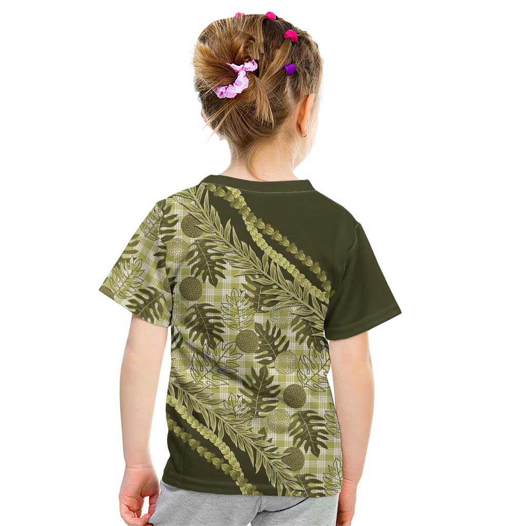 Hawaii Breadfruit Palaka Kid T Shirt Omaomao Maile Lei - Polynesian Pride