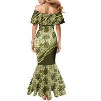 Hawaii Breadfruit Palaka Mermaid Dress Omaomao Maile Lei - Polynesian Pride