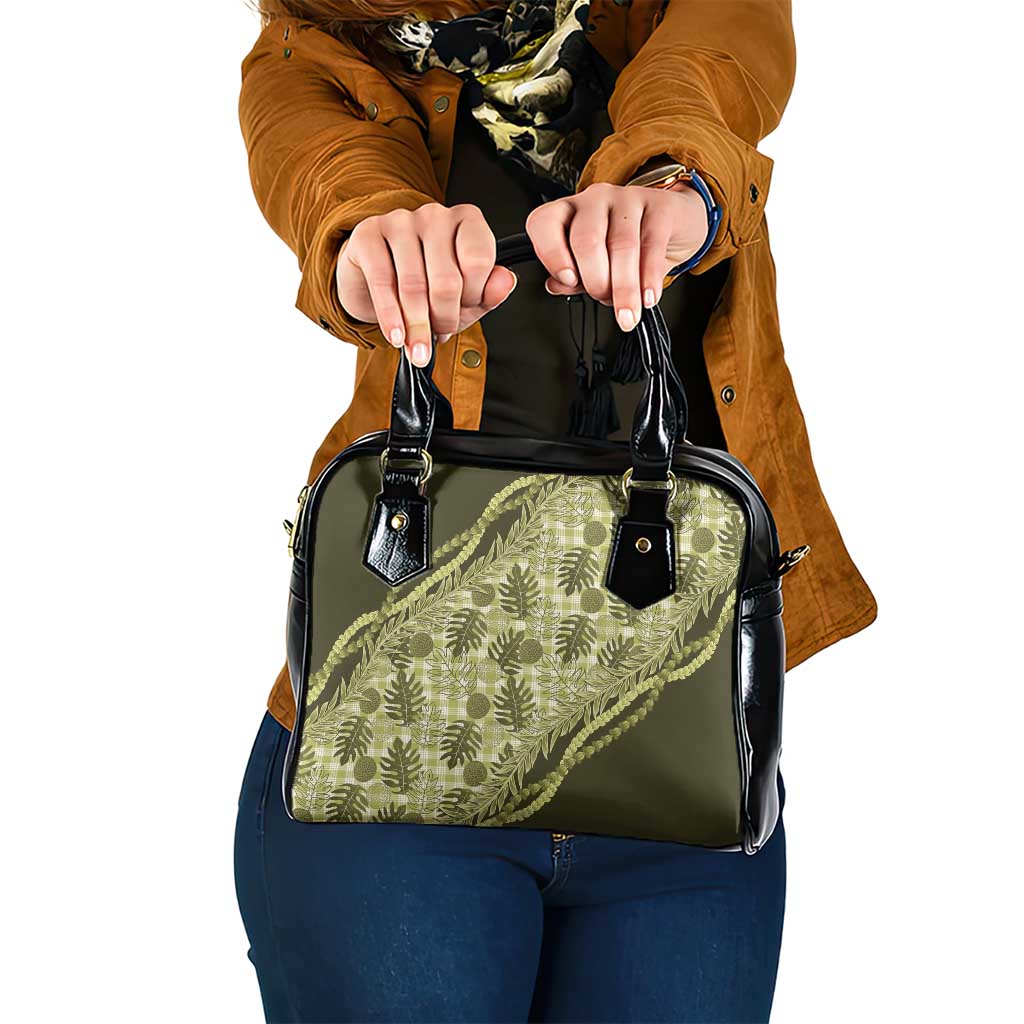 Hawaii Breadfruit Palaka Shoulder Handbag Omaomao Maile Lei - Polynesian Pride