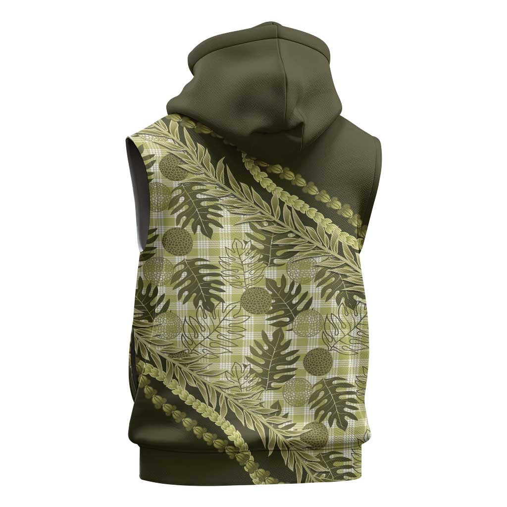 Hawaii Breadfruit Palaka Sleeveless Zip Hoodie Omaomao Maile Lei LT9 - Polynesian Pride