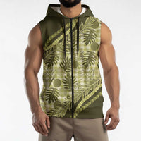 Hawaii Breadfruit Palaka Sleeveless Zip Hoodie Omaomao Maile Lei LT9 - Polynesian Pride