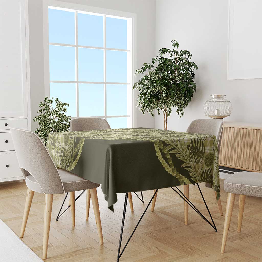 Hawaii Breadfruit Palaka Tablecloth Omaomao Maile Lei - Polynesian Pride