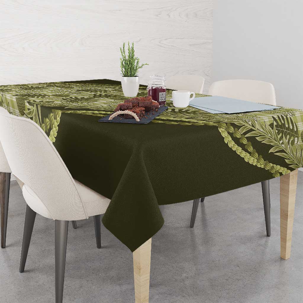 Hawaii Breadfruit Palaka Tablecloth Omaomao Maile Lei - Polynesian Pride