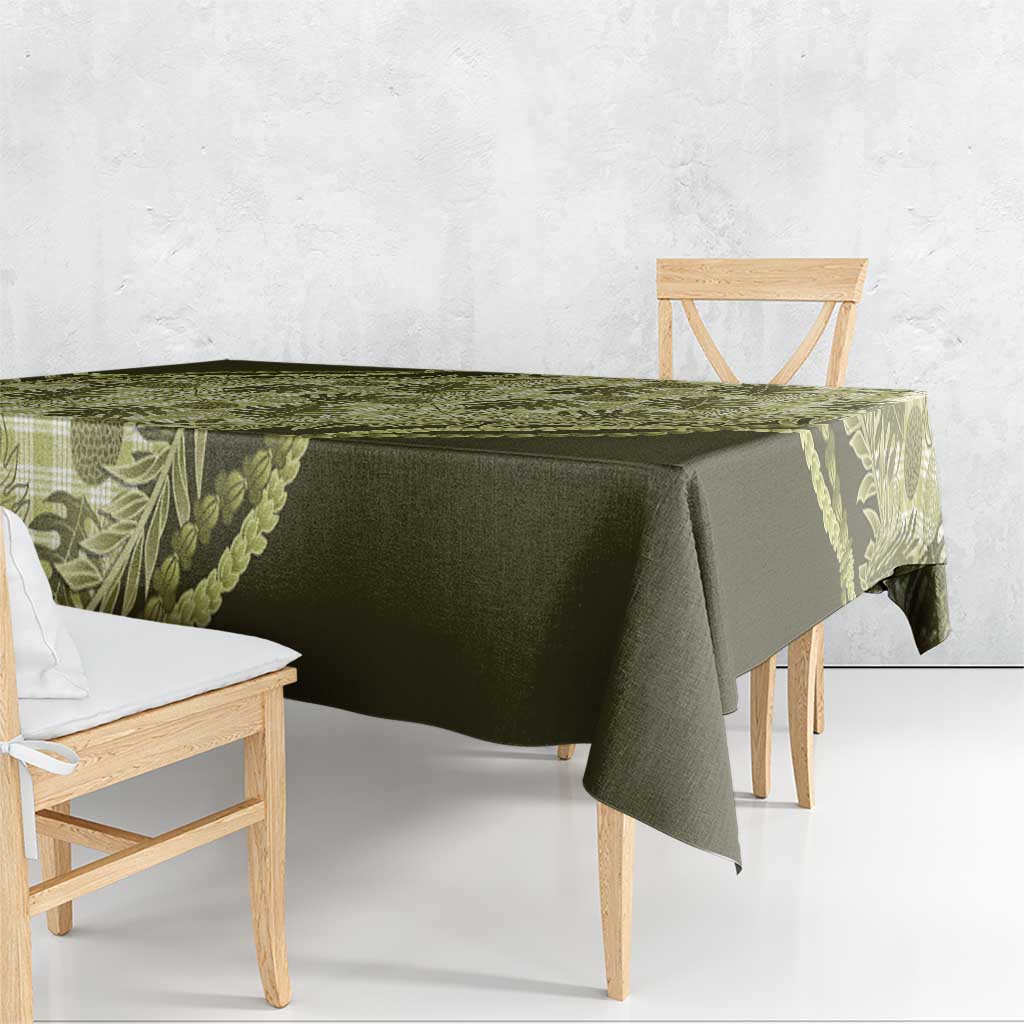 Hawaii Breadfruit Palaka Tablecloth Omaomao Maile Lei - Polynesian Pride