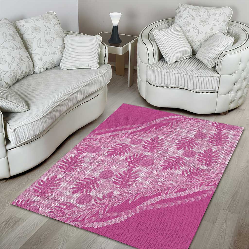 Hawaii Breadfruit Palaka Area Rug Omaomao Ulaula Maile Lei - Polynesian Pride