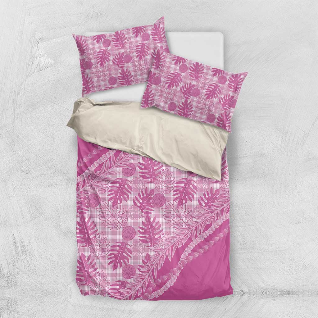 Hawaii Breadfruit Palaka Bedding Set Omaomao Ulaula Maile Lei - Polynesian Pride