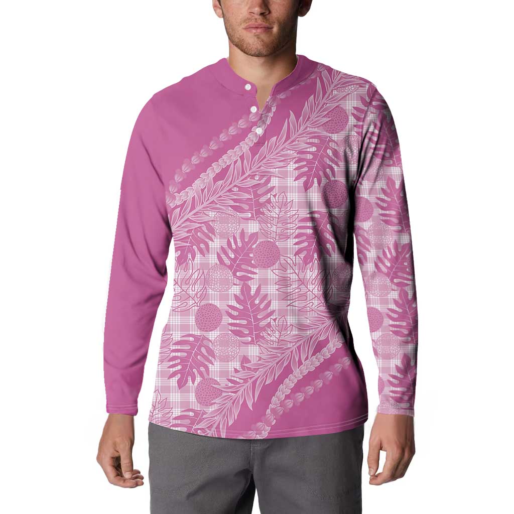 Hawaii Breadfruit Palaka Button Sweatshirt Omaomao Ulaula Maile Lei - Polynesian Pride