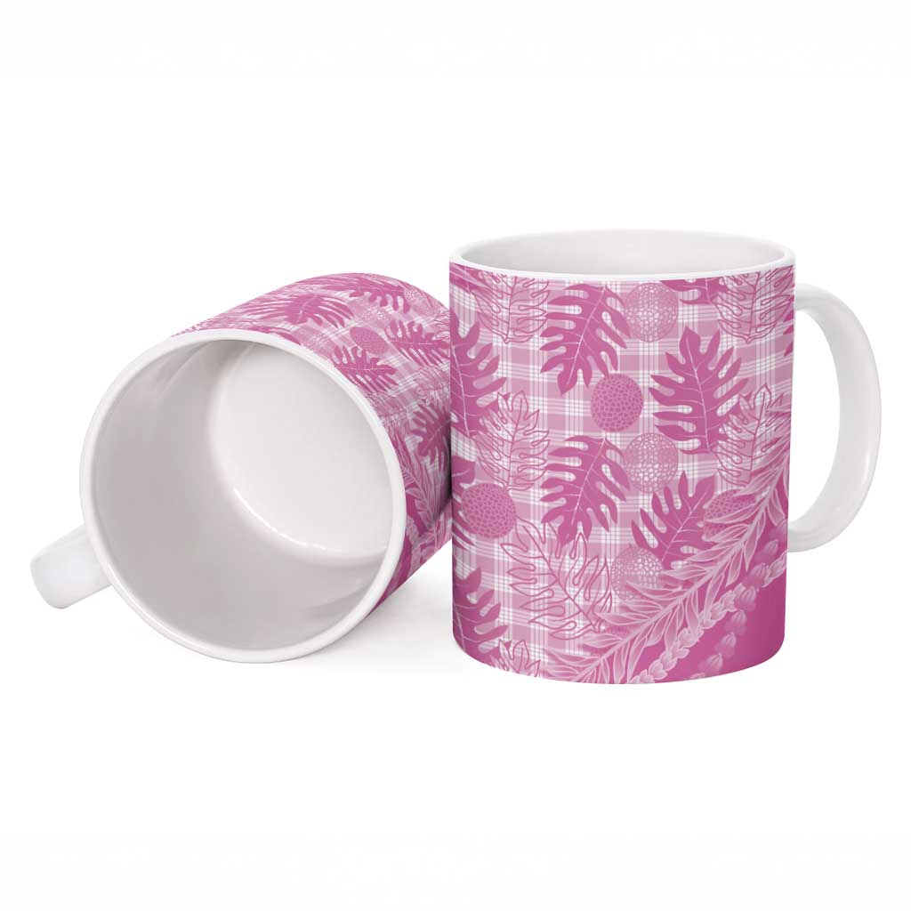 Hawaii Breadfruit Palaka Ceramic Mug Omaomao Ulaula Maile Lei - Polynesian Pride