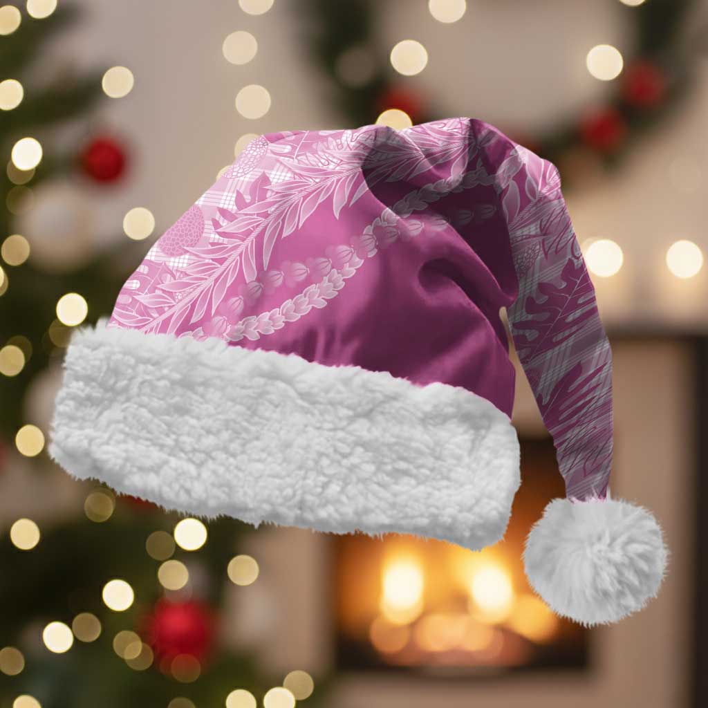 Hawaii Breadfruit Palaka Christmas Santa Hat Omaomao Ulaula Maile Lei - Polynesian Pride