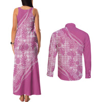 Hawaii Breadfruit Palaka Couples Matching Tank Maxi Dress and Long Sleeve Button Shirt Omaomao Ulaula Maile Lei LT9 - Polynesian Pride