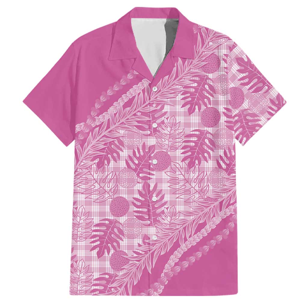 Hawaii Breadfruit Palaka Family Matching Off Shoulder Short Dress and Hawaiian Shirt Omaomao Ulaula Maile Lei - Polynesian Pride