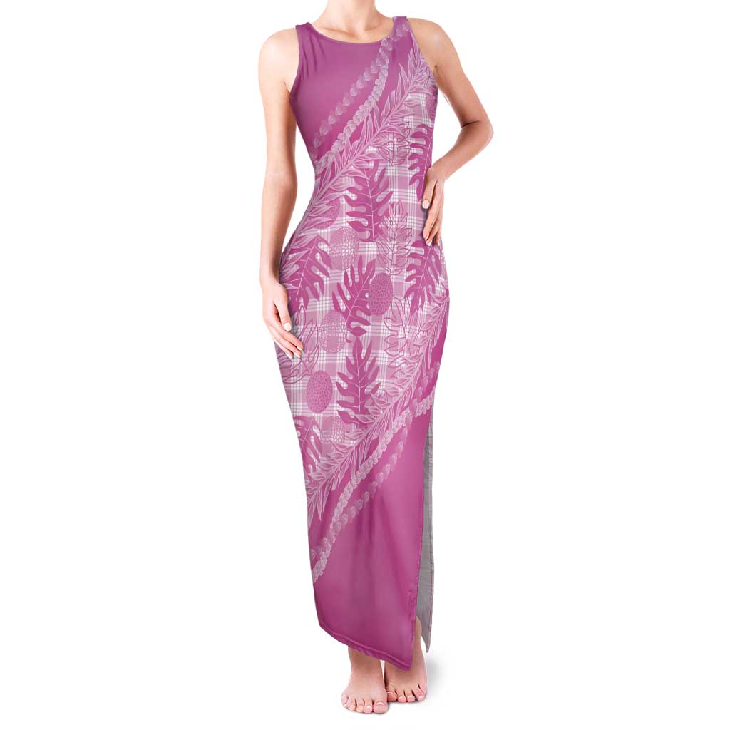 Hawaii Breadfruit Palaka Family Matching Tank Maxi Dress and Hawaiian Shirt Omaomao Ulaula Maile Lei - Polynesian Pride