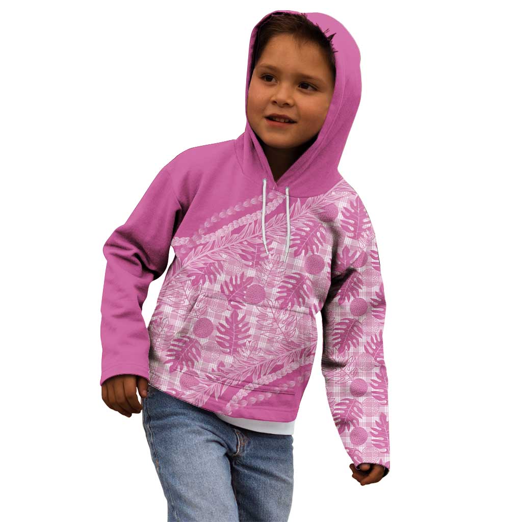Hawaii Breadfruit Palaka Kid Hoodie Omaomao Ulaula Maile Lei - Polynesian Pride