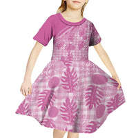 Hawaii Breadfruit Palaka Kid Short Sleeve Dress Omaomao Ulaula Maile Lei LT9 - Polynesian Pride