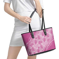Hawaii Breadfruit Palaka Leather Tote Bag Omaomao Ulaula Maile Lei - Polynesian Pride