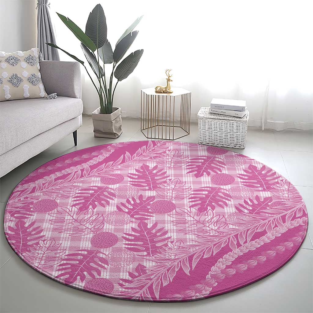 Hawaii Breadfruit Palaka Round Carpet Omaomao Ulaula Maile Lei - Polynesian Pride
