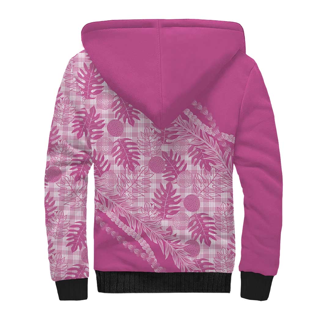 Hawaii Breadfruit Palaka Sherpa Hoodie Omaomao Ulaula Maile Lei LT9 - Polynesian Pride