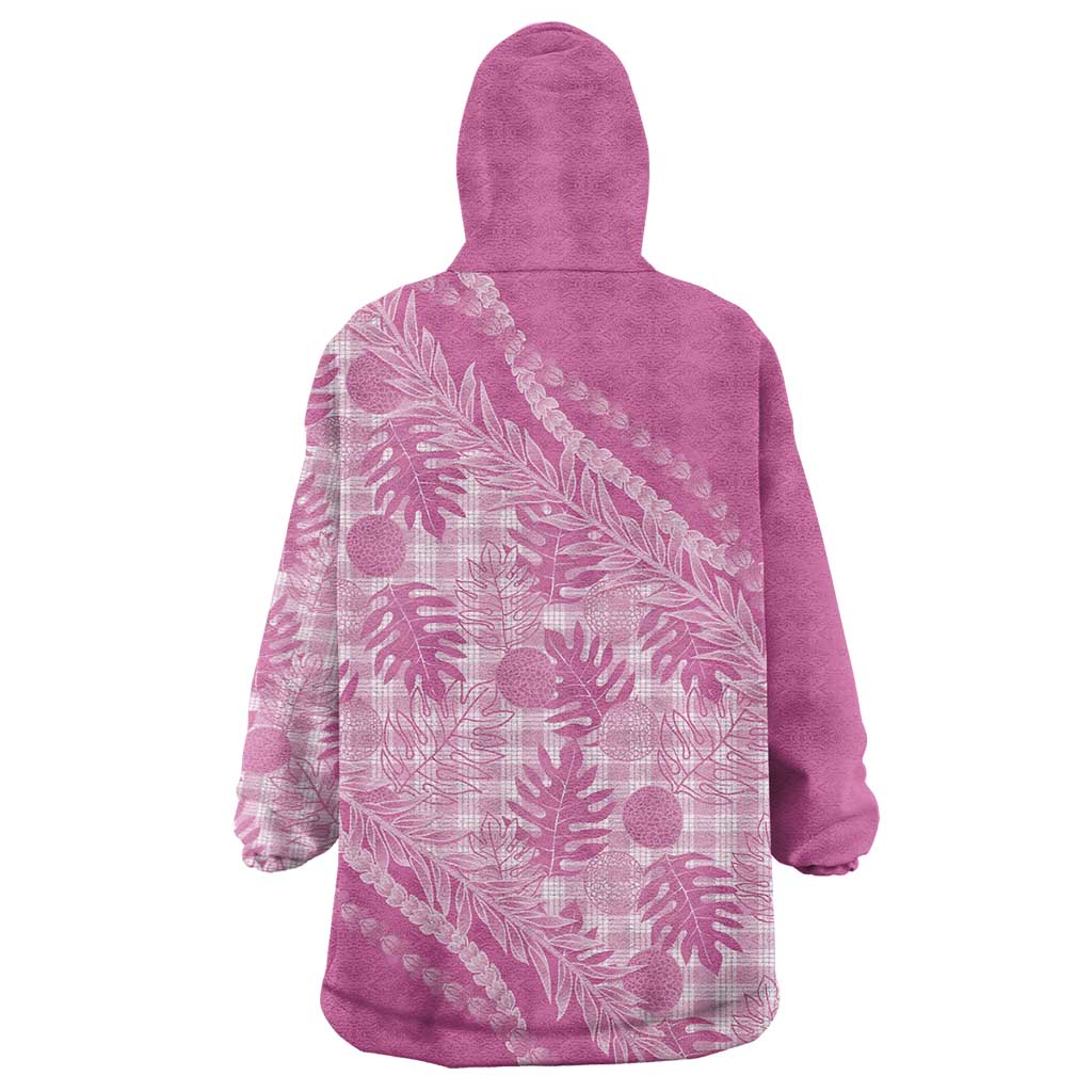 Hawaii Breadfruit Palaka Wearable Blanket Hoodie Omaomao Ulaula Maile Lei LT9 - Polynesian Pride