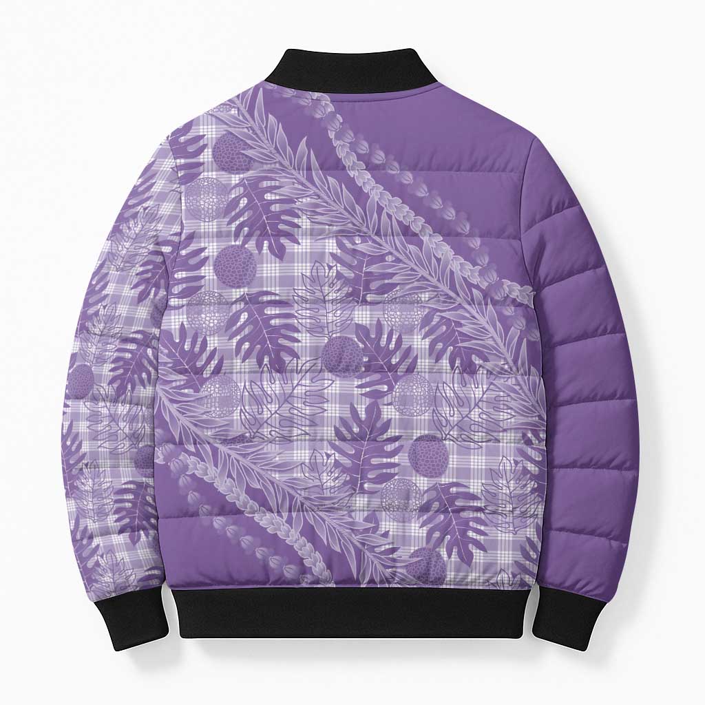 Hawaii Breadfruit Palaka Bomber Puffer Jacket Poni Maile Lei - Polynesian Pride