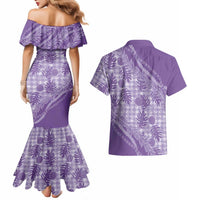 Hawaii Breadfruit Palaka Couples Matching Mermaid Dress and Hawaiian Shirt Poni Maile Lei LT9 - Polynesian Pride