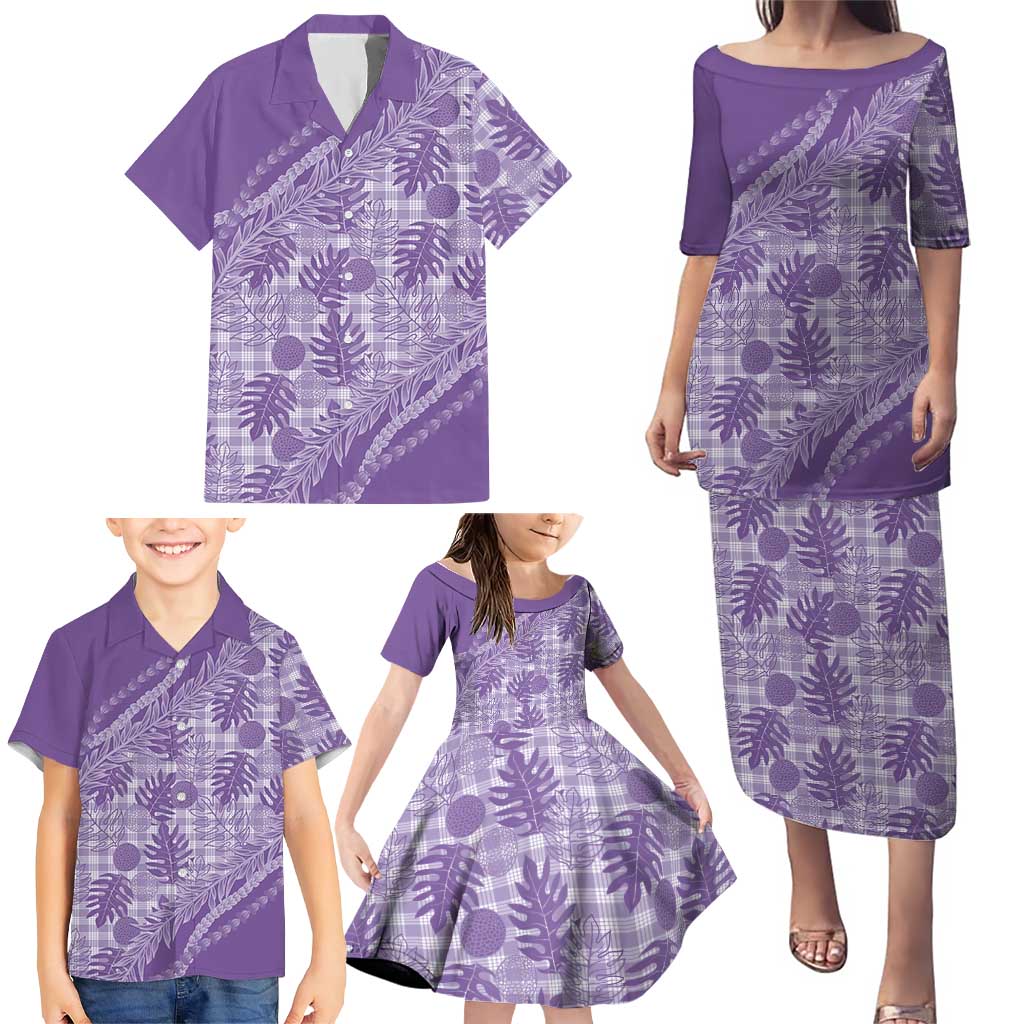 Hawaii Breadfruit Palaka Family Matching Puletasi and Hawaiian Shirt Poni Maile Lei LT9 - Polynesian Pride