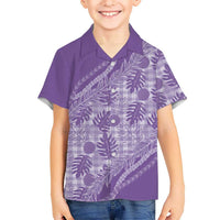Hawaii Breadfruit Palaka Family Matching Puletasi and Hawaiian Shirt Poni Maile Lei LT9 Son's Shirt Purple - Polynesian Pride
