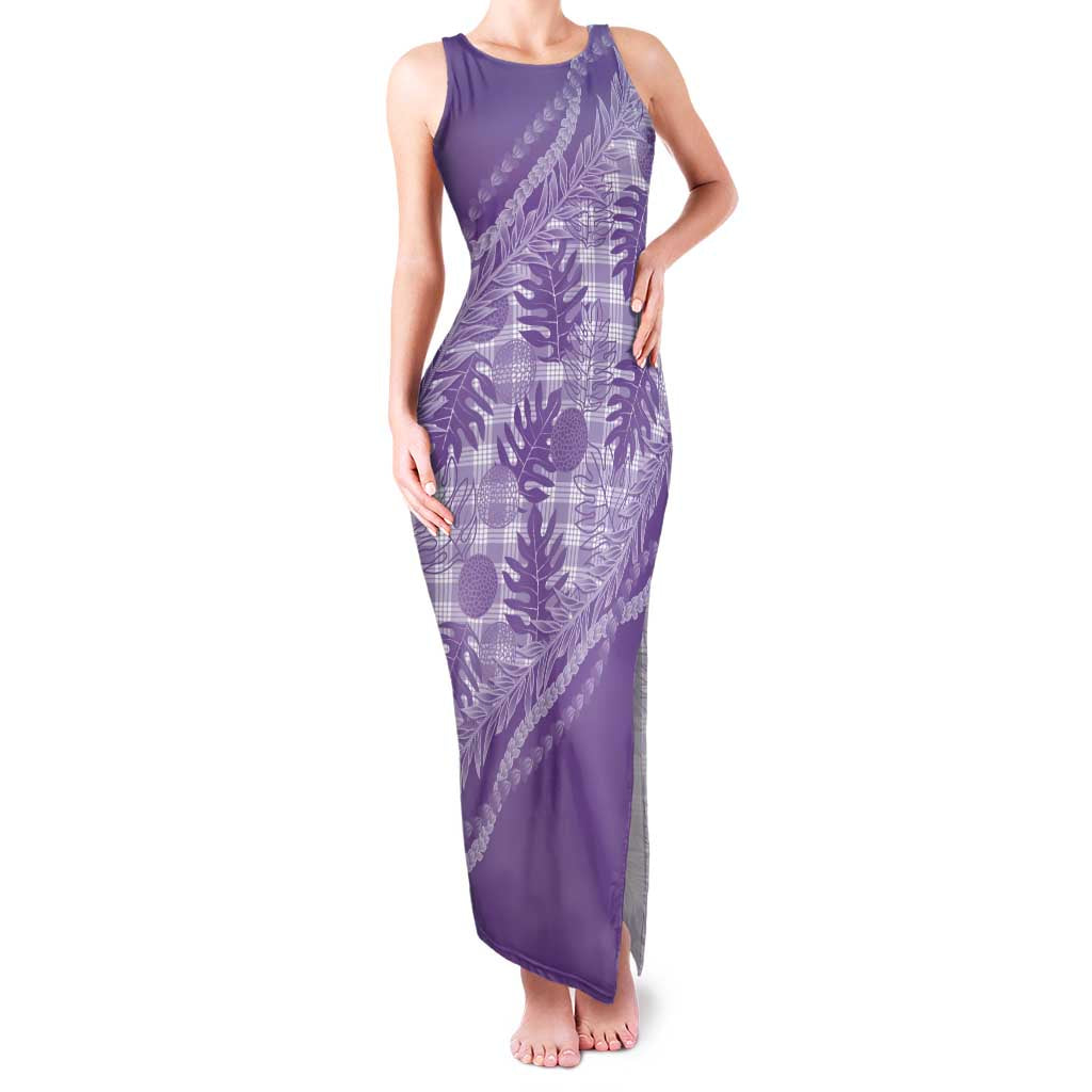 Hawaii Breadfruit Palaka Family Matching Tank Maxi Dress and Hawaiian Shirt Poni Maile Lei - Polynesian Pride