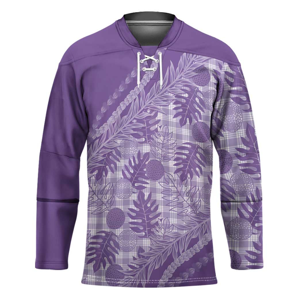 Hawaii Breadfruit Palaka Hockey Jersey Poni Maile Lei - Polynesian Pride
