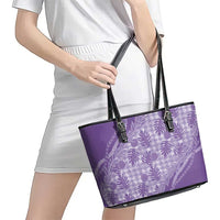 Hawaii Breadfruit Palaka Leather Tote Bag Poni Maile Lei - Polynesian Pride