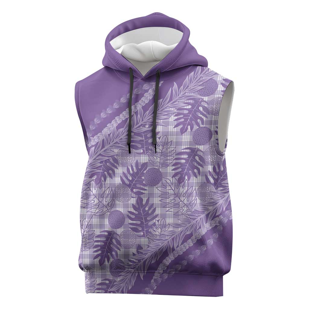 Hawaii Breadfruit Palaka Sleeveless Hoodie Poni Maile Lei - Polynesian Pride
