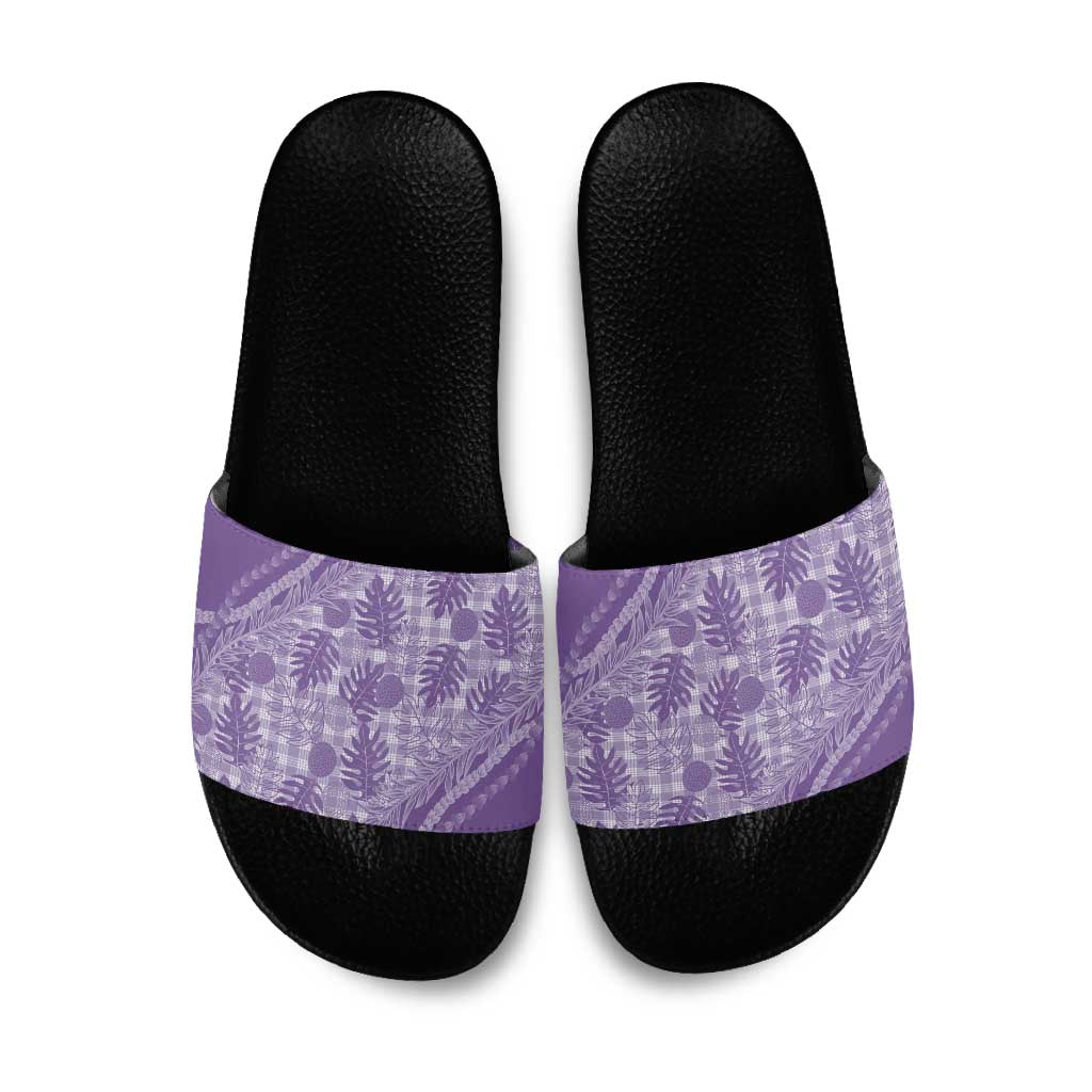 Hawaii Breadfruit Palaka Slide Sandals Poni Maile Lei - Polynesian Pride
