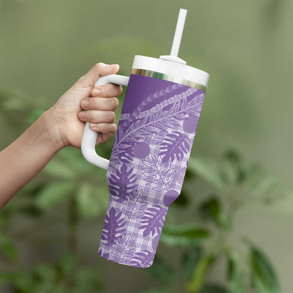 Hawaii Breadfruit Palaka Tumbler With Handle Poni Maile Lei - Polynesian Pride