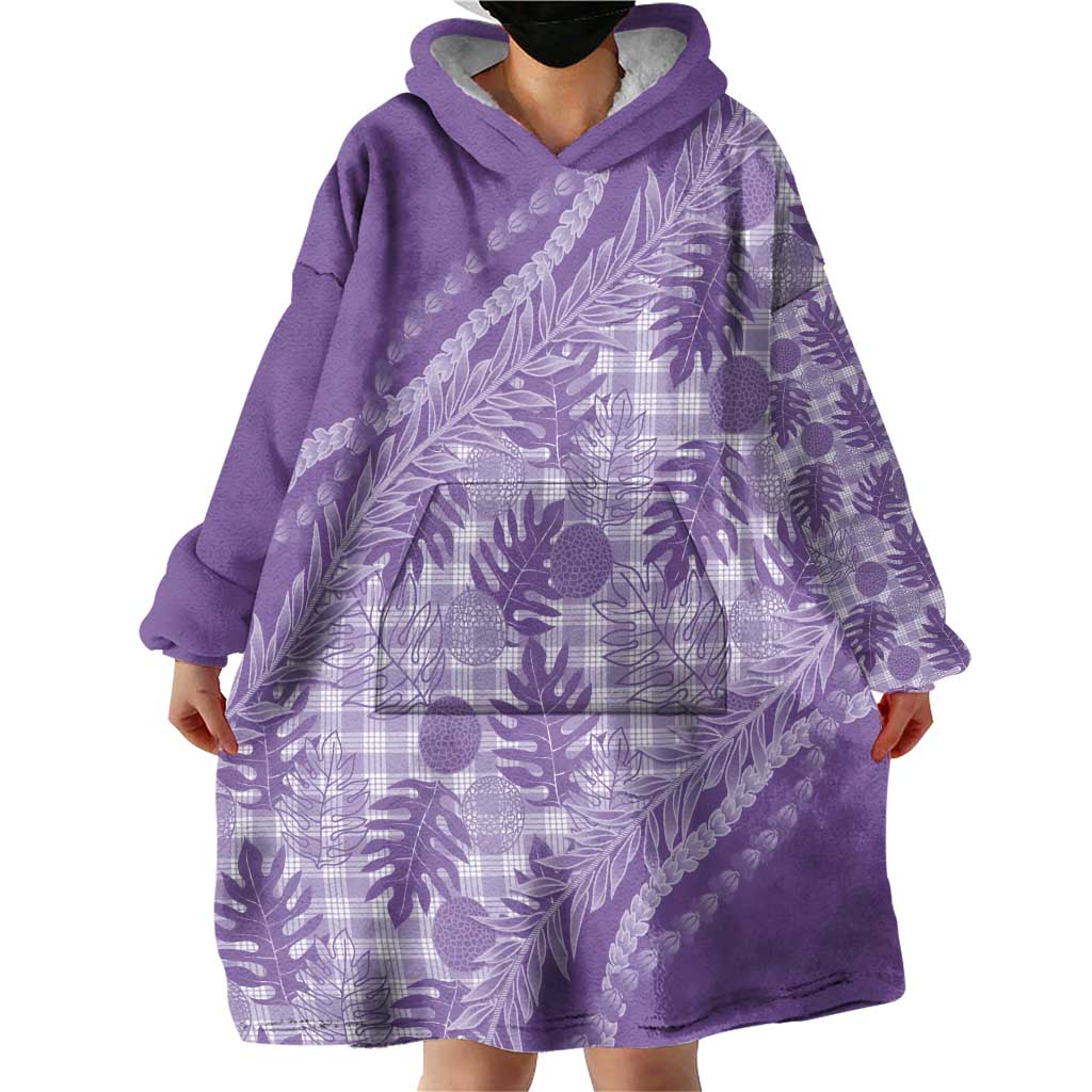 Hawaii Breadfruit Palaka Wearable Blanket Hoodie Poni Maile Lei - Polynesian Pride