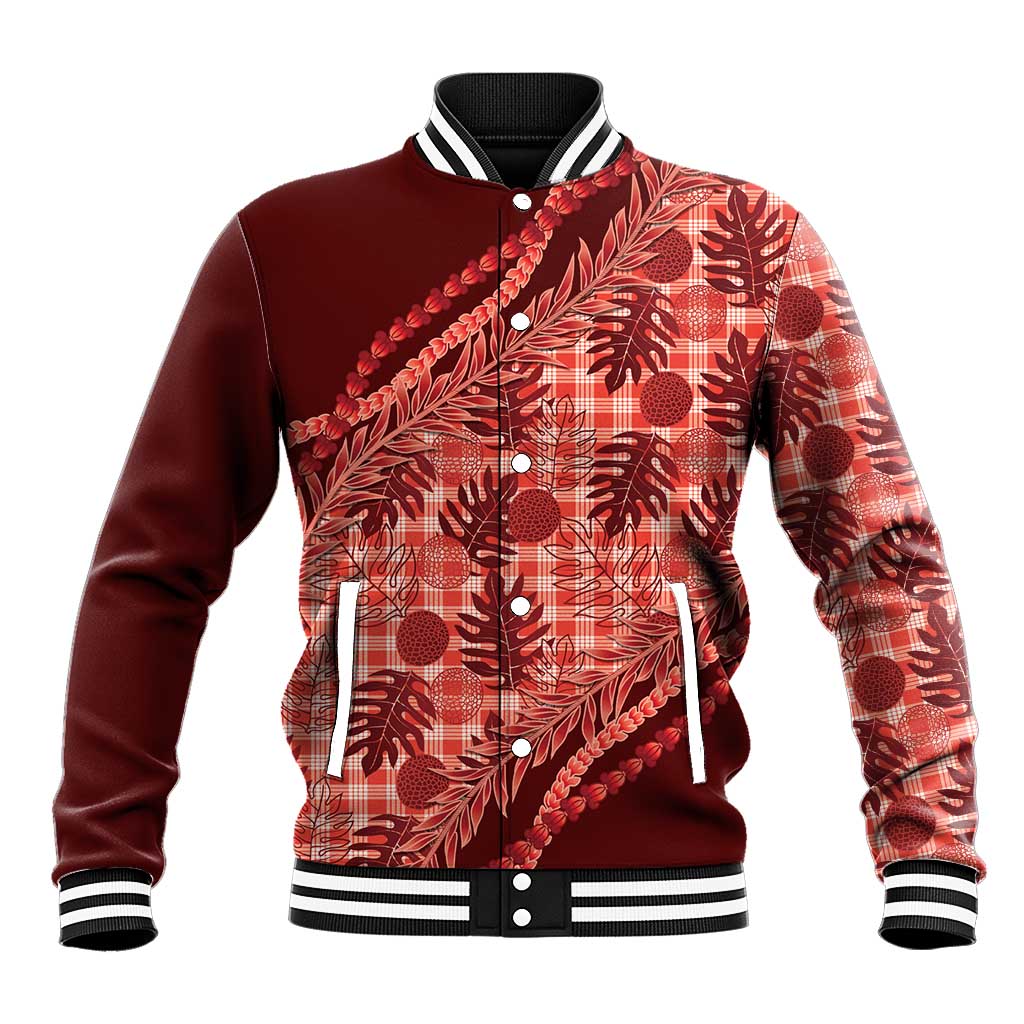 Hawaii Breadfruit Palaka Baseball Jacket Ulaula Maile Lei - Polynesian Pride