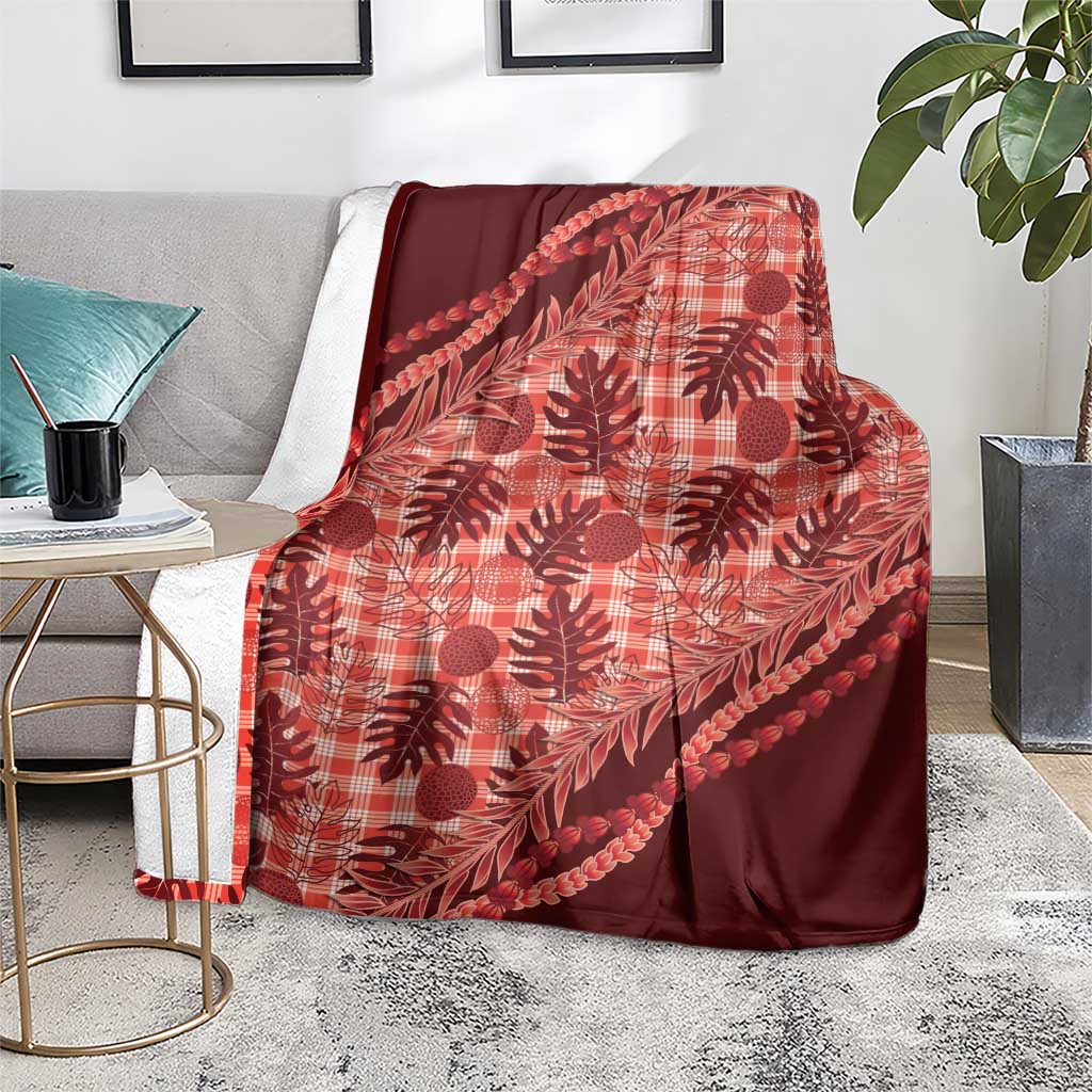 Hawaii Breadfruit Palaka Blanket Ulaula Maile Lei - Polynesian Pride