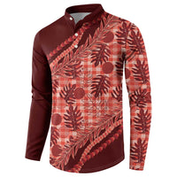 Hawaii Breadfruit Palaka Button Sweatshirt Ulaula Maile Lei - Polynesian Pride
