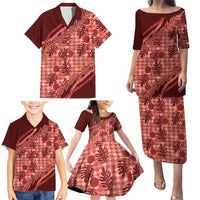 Hawaii Breadfruit Palaka Family Matching Puletasi and Hawaiian Shirt Ulaula Maile Lei LT9 - Polynesian Pride