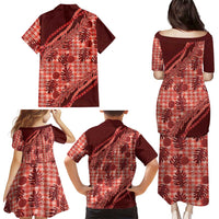 Hawaii Breadfruit Palaka Family Matching Puletasi and Hawaiian Shirt Ulaula Maile Lei LT9 - Polynesian Pride