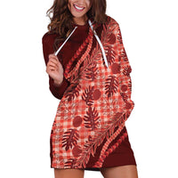 Hawaii Breadfruit Palaka Hoodie Dress Ulaula Maile Lei - Polynesian Pride