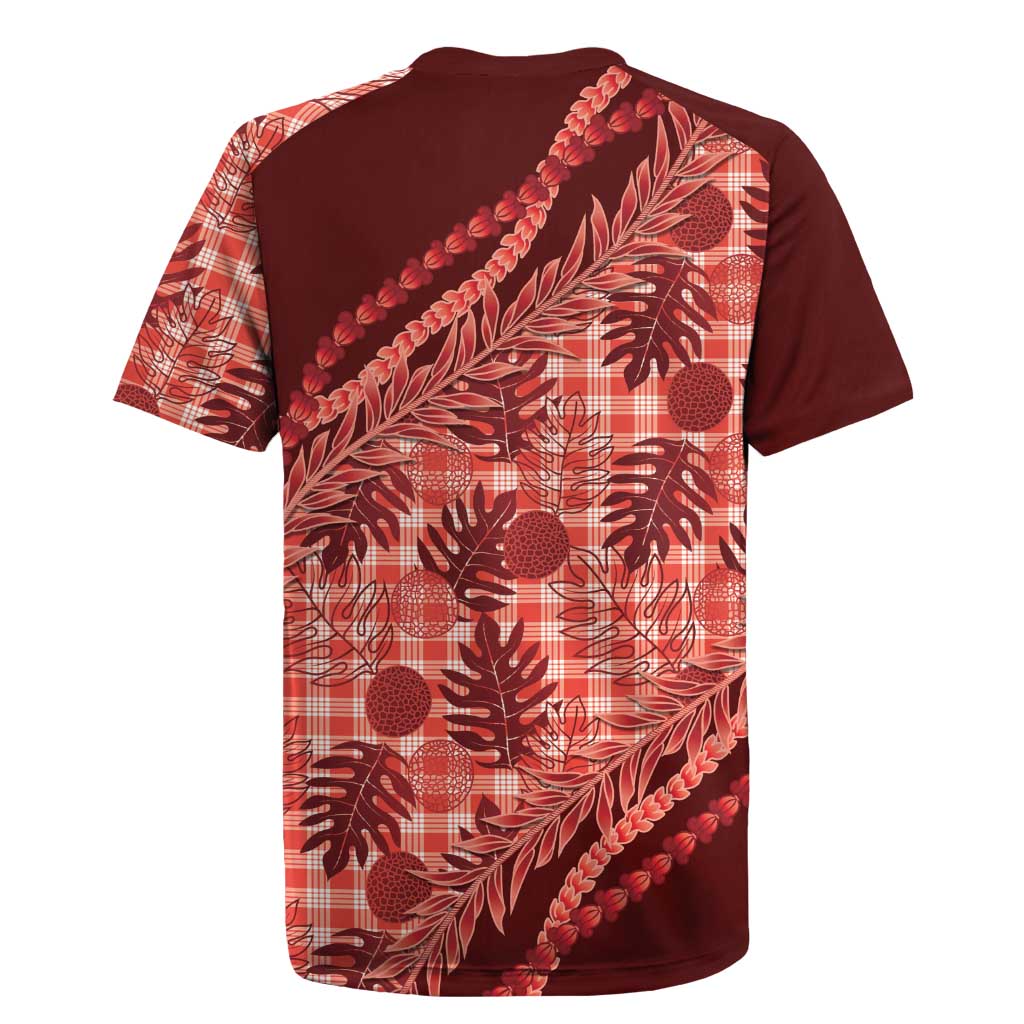 Hawaii Breadfruit Palaka Rugby Jersey Ulaula Maile Lei - Polynesian Pride