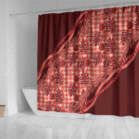 Hawaii Breadfruit Palaka Shower Curtain Ulaula Maile Lei - Polynesian Pride