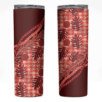 Hawaii Breadfruit Palaka Skinny Tumbler Ulaula Maile Lei LT9 Red - Polynesian Pride