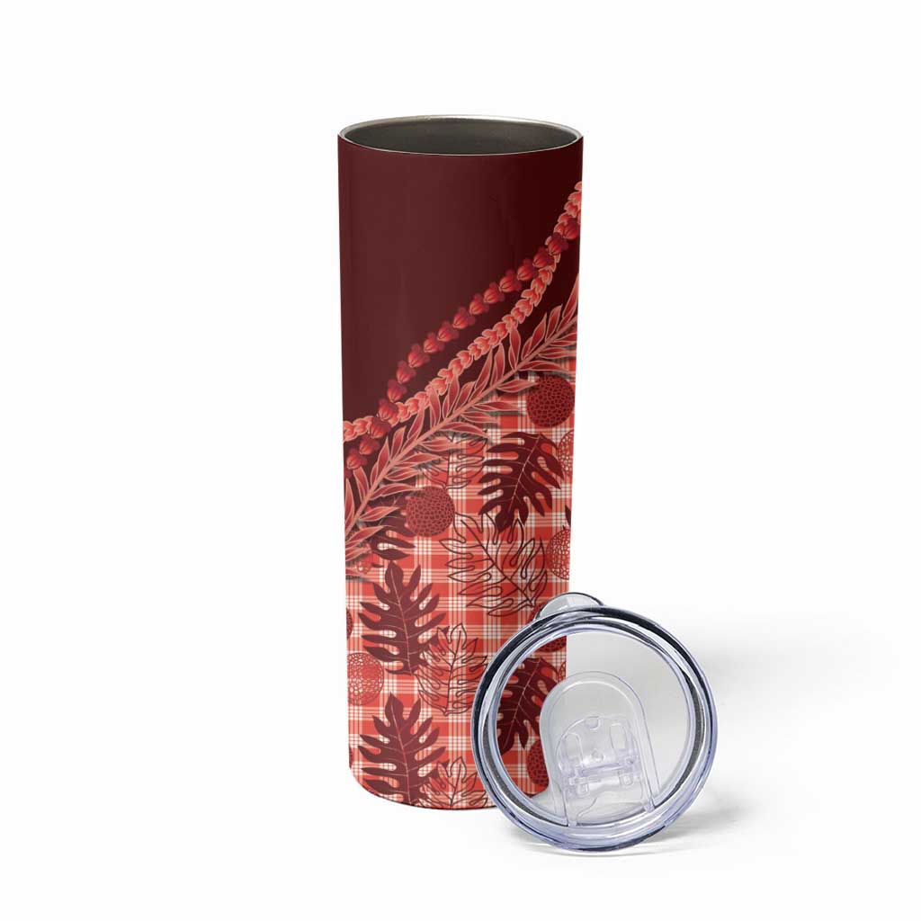 Hawaii Breadfruit Palaka Skinny Tumbler Ulaula Maile Lei LT9 - Polynesian Pride