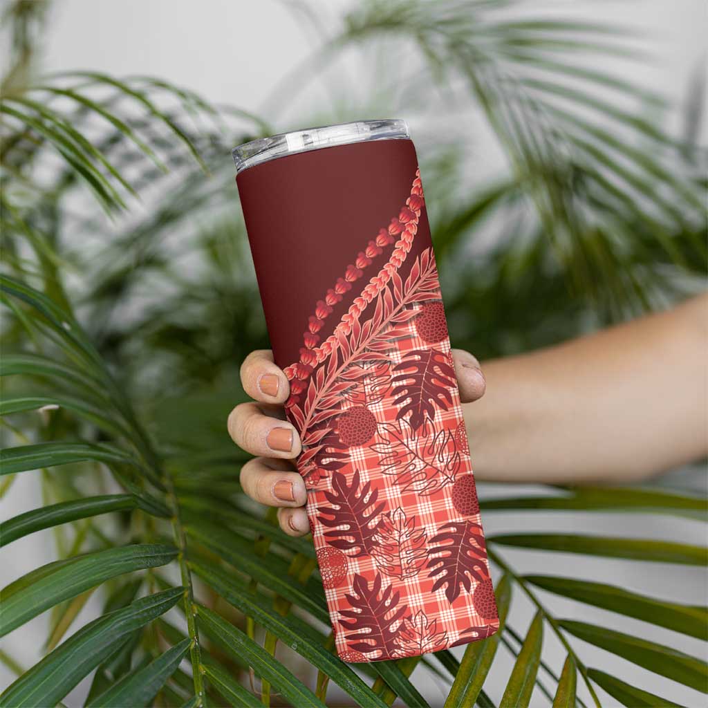 Hawaii Breadfruit Palaka Skinny Tumbler Ulaula Maile Lei LT9 - Polynesian Pride